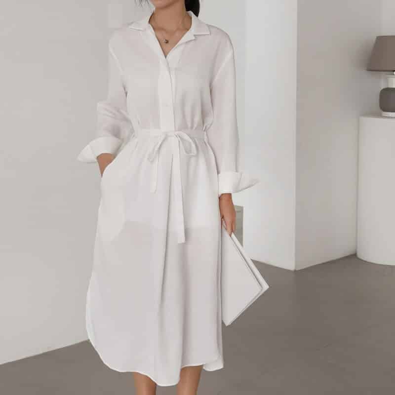 Robe Chemise Longue Blanche Femme Flash ...