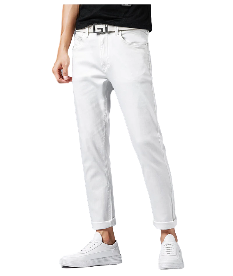 jean blanc homme coupe droite