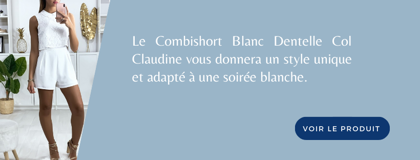 Combishort Blanc Dentelle Col Claudine