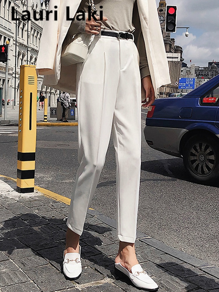Pantalon Blanc Femme Taille Haute Soirée Blanche