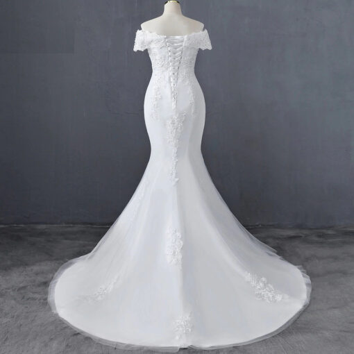 Robe De Mariée Sirène Blanche Manches Tombantes | Soirée Blanche