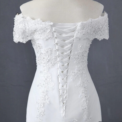 Robe De Mariée Sirène Blanche Manches Tombantes | Soirée Blanche