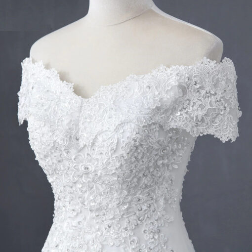 Robe De Mariée Sirène Blanche Manches Tombantes | Soirée Blanche