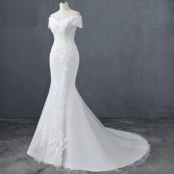Robe De Mariée Sirène Blanche Manches Tombantes image 9 | Soirée Blanche Robe De Mariée Sirène Blanche Manches Tombantes | Soirée Blanche