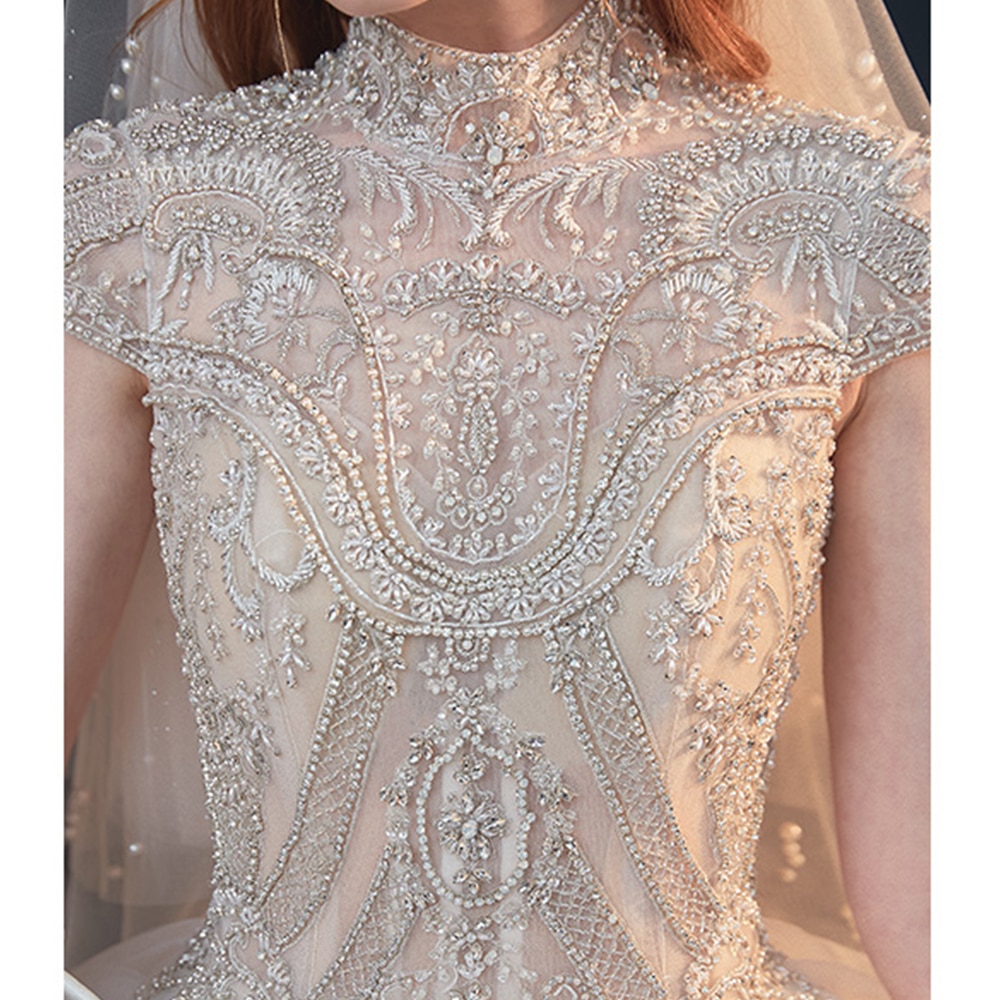 Robe De Mari?�e Princesse Avec Perles Blanche | Soir?�e Blanche