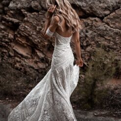 Robe De Mariée Sirène Style Boho image 5 | Soirée Blanche Robe De Mariée Dentelle Bohème | Soirée Blanche