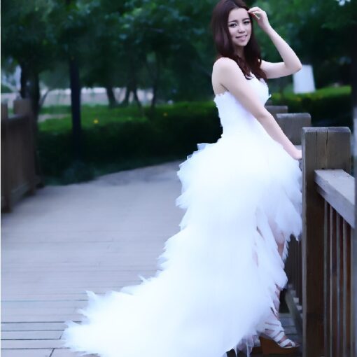 Robe De Mariée Courte A Plume Blanche | Soirée Blanche