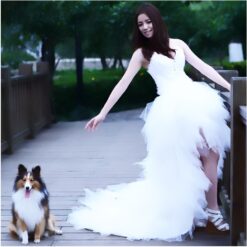 Robe De Mariée Courte A Plume Blanche | Soirée Blanche