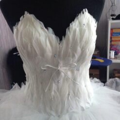 Robe De Mariée Courte A Plume Blanche | Soirée Blanche