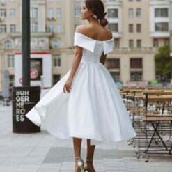 Robe De Mariée Courte Manches Croisées Blanche image 6 | Soirée Blanche Robe De Mariée Courte Manches Croisées Blanche | Soirée Blanche