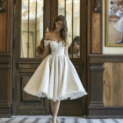 Robe De Mariée Courte Brillante Blanche | Soirée blanche