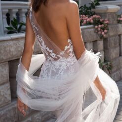Robe De Mariée Sirène Col Haut Sexy Blanche | Soirée Blanche