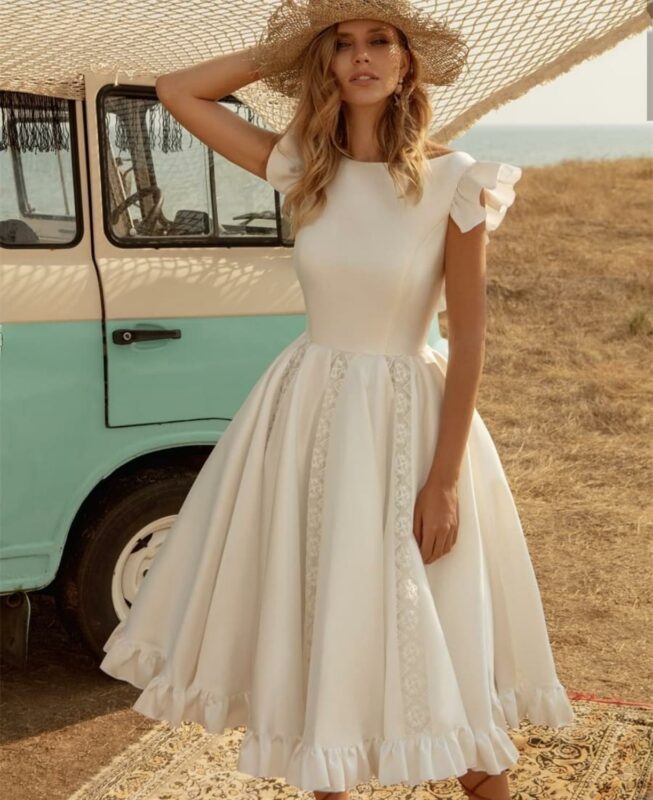 Bohème simple robe de mariée courte Bohème simple robe de mariée courte