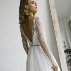 Robe De Mariée Courte Manches Longues Blanche
