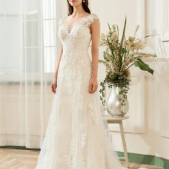 Robe de mariée à encolure bateau en dentelle | Soirée Blanche