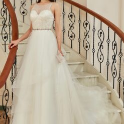 Robe de bal à corsage perlé avec jupe en tulle et volants brillants image 15 | Soirée Blanche Robe de bal à corsage perlé avec jupe en tulle et volants brillants | Soirée Blanche