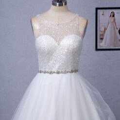 Robe de bal à corsage perlé avec jupe en tulle et volants brillants image 14 | Soirée Blanche Robe de bal à corsage perlé avec jupe en tulle et volants brillants | Soirée Blanche