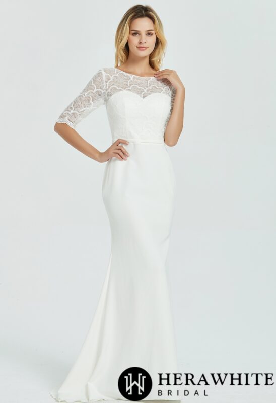 Robe de mariée manche 3/4 dentelle