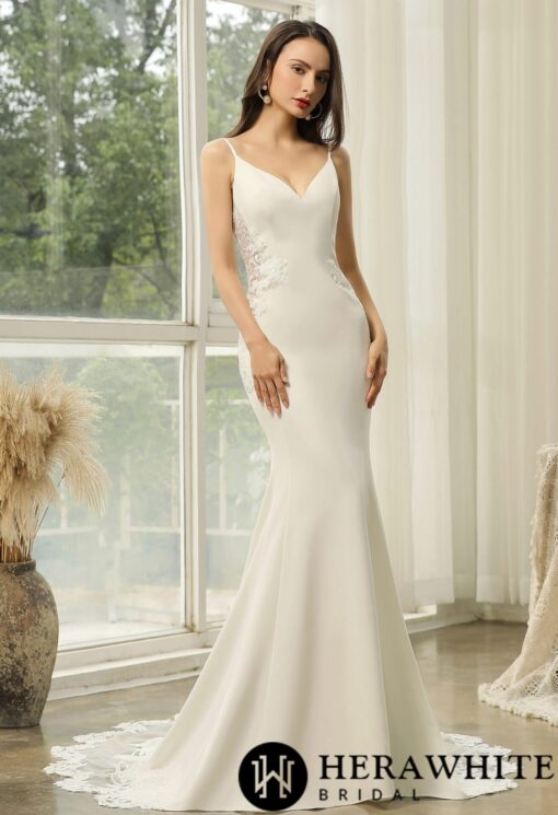 Robe de mariage sirène en dentelle avec illusion | Soirée Blanche