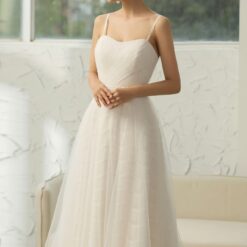 Robe de mariée A plissée simple et dentelle fine | Soirée Blanche