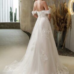 Robe de mariée en dentelle florale avec bretelles détachables aux épaules | Soirée Blanche