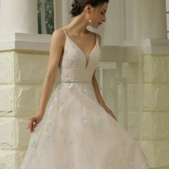 Robe de mariée simple à motifs floraux pailletés | Soirée Blanche