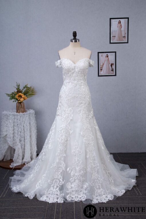 Robe de mariée à encolure cœur avec broderie | Soirée Blanche