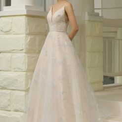 Robe de mariée simple à motifs floraux pailletés | Soirée Blanche