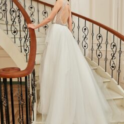 Robe de bal à corsage perlé avec jupe en tulle et volants brillants image 12 | Soirée Blanche Robe de bal à corsage perlé avec jupe en tulle et volants brillants | Soirée Blanche