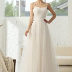 Robe de mariée A plissée simple et dentelle fine | Soirée Blanche