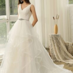 Robe de mariée princesse à volants et ceinture | Soirée Blanche