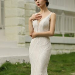 Robe de Mariée Sirène Sexy à double bretelles image 12 | Soirée Blanche Robe de Mariée Sirène Sexy à double bretelles | Soirée Blanche