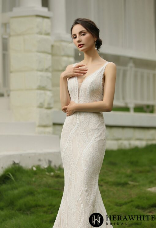 Robe de Mariée Sirène Sexy à double bretelles | Soirée Blanche