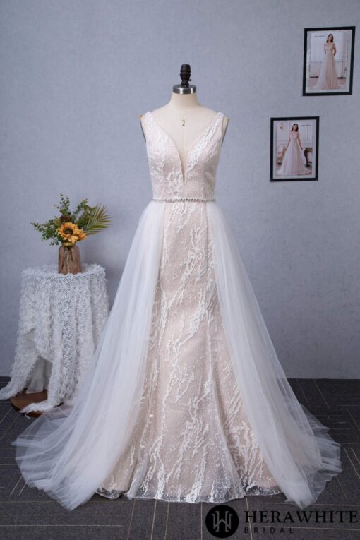 Robe de mariée Trompette à décolleté en V plongeant | Soirée Blanche