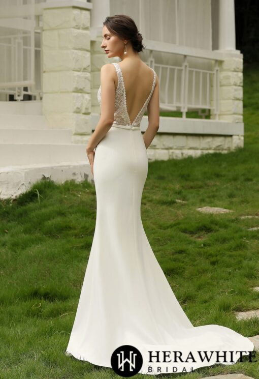 Robe de Mariée Simple Col V