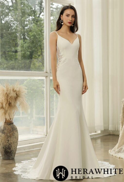 Robe de mariage sirène en dentelle avec illusion | Soirée Blanche