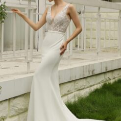 Robe de Mariée Simple Col V image 8 | Soirée Blanche Robe de Mariée Simple Col V