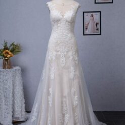 Robe de mariée à encolure bateau en dentelle | Soirée Blanche