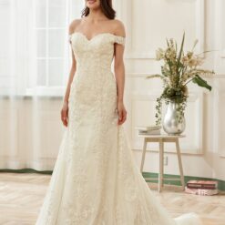 Robe de mariée à encolure cœur avec broderie | Soirée Blanche