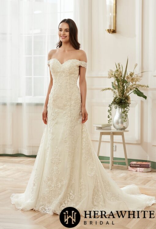 Robe de mariée à encolure cœur avec broderie | Soirée Blanche