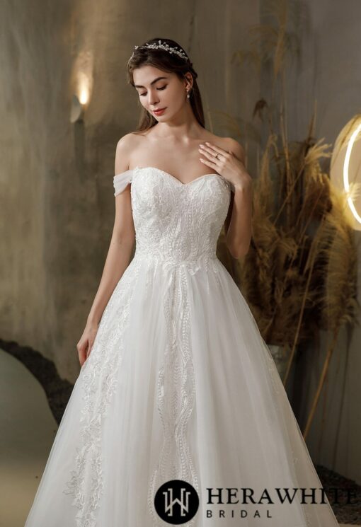 Robe De Mariée Princesse Manches Tombantes | Soirée Blanche