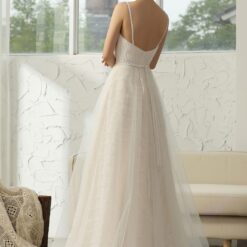 Robe de mariée A plissée simple et dentelle fine | Soirée Blanche