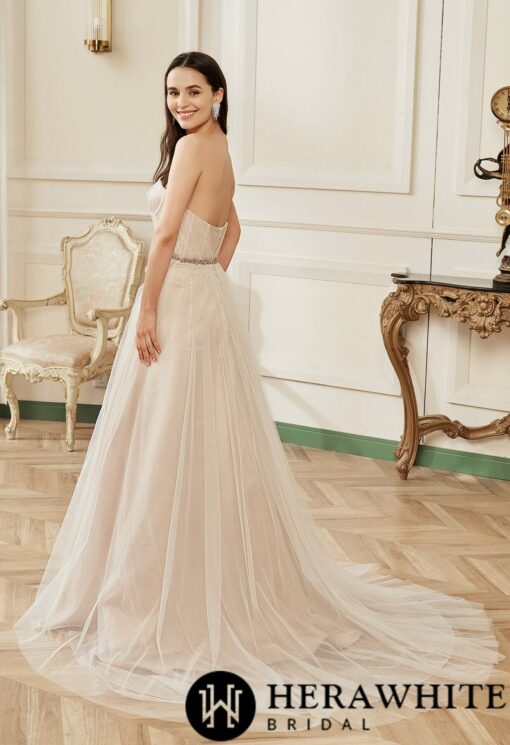 Robe de mariée en tulle avec corset rose nude | Soirée Blanche