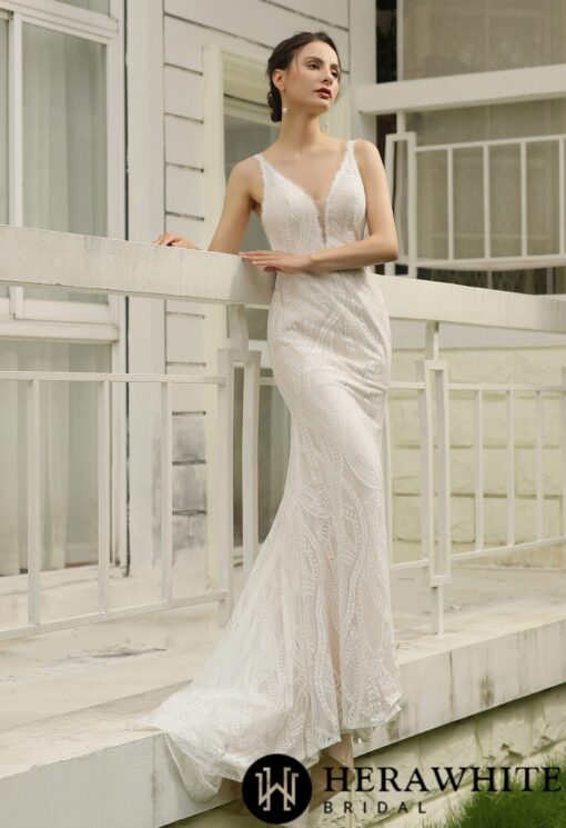 Robe de Mariée Sirène Sexy à double bretelles | Soirée Blanche