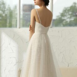 Robe de mariée A plissée simple et dentelle fine | Soirée Blanche