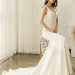 Robe de mariée sirène avec dos en dentelle fantaisie | Soirée Blanche