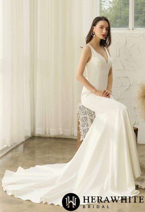 Robe de mariée sirène avec dos en dentelle fantaisie | Soirée Blanche