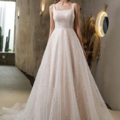 Robe de mariée princesse rose nude à encolure carrée image 13 | Soirée Blanche Robe de mariée princesse rose nude à encolure carrée | Soirée Blanche