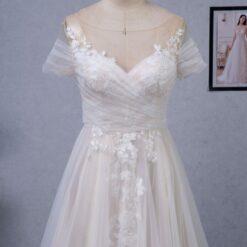 Robe de mariée romantique à corsage plissé en tulle avec illusion sur l'épaule image 14 | Soirée Blanche Robe de mariée romantique à corsage plissé en tulle avec illusion sur l’épaule | Soirée Blanche