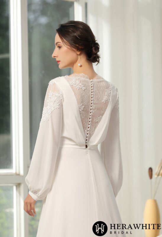 Robe de mariée simple manches longues Robe de mariée simple manches longues